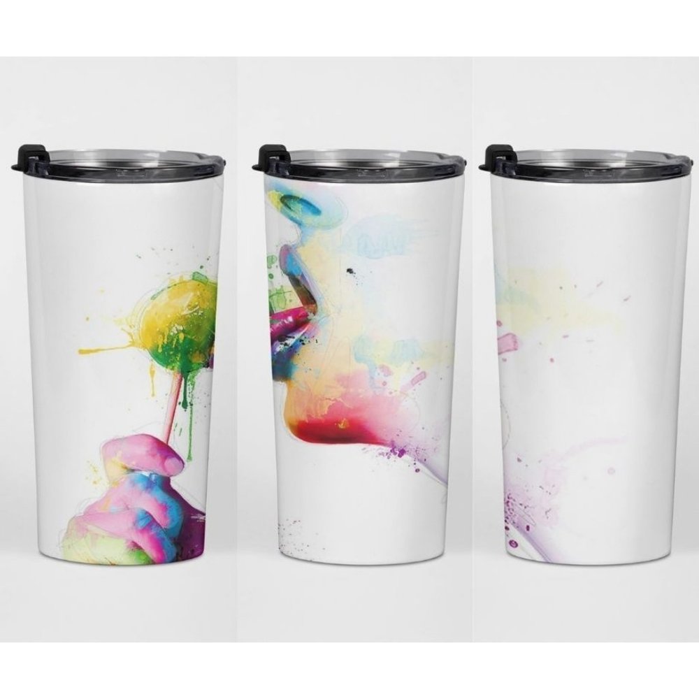 Artistic Lips Lollipop Hot & Cold Stainless Steel Skinny Straight Tumbler  - 20